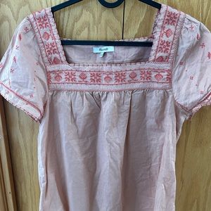 Madewell Pink Embroidered Top
